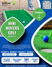 Mini Movers Golf | Ages 3-5 | Parent & Me | 2 sessions | Sundays or Mondays | $85 | Scott Brooks Gym 15557 Fifth Street