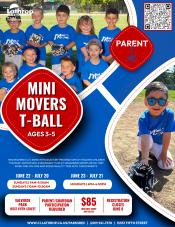 Mini Movers T-Ball | Ages 3-5 | Valverde Park 15557 Fifth Street | 3 Sessions Available Parent/Guardian Participation Required
