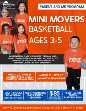 Mini Movers Basketball | Parent + Me Program | Mar - Apr | 15557 5th St. | $85 per child | 3 sessions to choose from