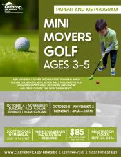 Mini Mover Golf | Ages 3-5 | Fall 2026 | Community Center 15557 5th Street | $85 | Parent or Guardian Participation Required 