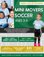 Mini Mover Soccer | Ages 3-5 | Mossdale Community Park 700 Towne Centre Dr | May - Jun | $85 | Parent/Guardian Participation Req