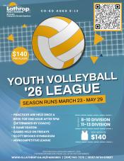 Youth Volleyball | CO-ED Ages 8-13 | Mar 23 - May 29 | $140 per player | Community Center 15557 5th St.
