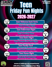 Teen | Friday Fun Nights | 7th - 12th grades | The Grind 450 Spartan Way | locations and times may vary | Registration Suggested Teen | Friday Fun Nights | 7th - 12th grades | The Grind 450 Spartan Way | locations and times may vary | Registration Suggested