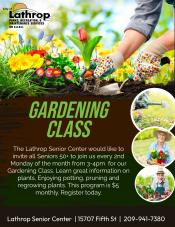 Gardening Class |2nd Monday of the month | Senior Center 15707 Fifth Street | 3pm - 4pm | $5.00