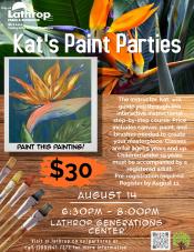 Paint Night | Thursday, August 14 | 6:30PM - 8:00PM | 450 Spartan Way | $30 
