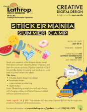 Stickermania Summer Camp | Mon - Wed | July 29th - 31st | 10AM - 12PM | $80 | Generations Center 450 Spartan Way | Ages 8-18 