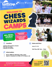 Chess Wizards Camp | June 15 - 18 | Gen Center 450 Spartan Way | 9AM - 12PM | $286 4-day camp