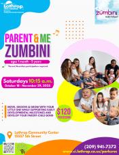 Parent & Me Zumbini | Saturdays 10:30AM | $120 per session |Community Center 15557 5th Street