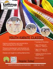 Youth Karate Classes | Tues & Thurs | located at 15557 Fifth Street | $110 per month