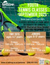 Youth Tennis | Fridays and Sundays | Park West 16130 Sheltered Cove Circle | $60 per month 