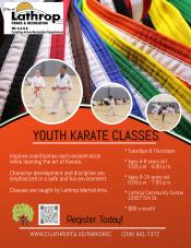 Youth Karate Classes | Tues & Thurs | located at 15557 Fifth Street | $80 per month