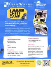 Summer Chess Camp | Chess Wizards | July 14 - 18 | Generations Center 450 Spartan Way | Ages 5-12