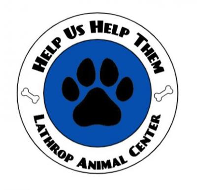 Lathrop Animal Center Logo_ Round Blue Circle with Black Paw Print