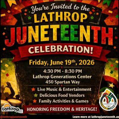 Juneteenth Flyer highlighting the Juneteenth event