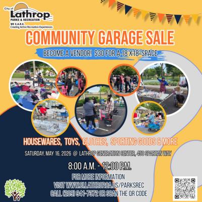 Community Garage Sale Flyer with information and pictures of event