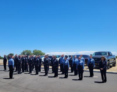 Lathrop Police Officer lineup for uniform check