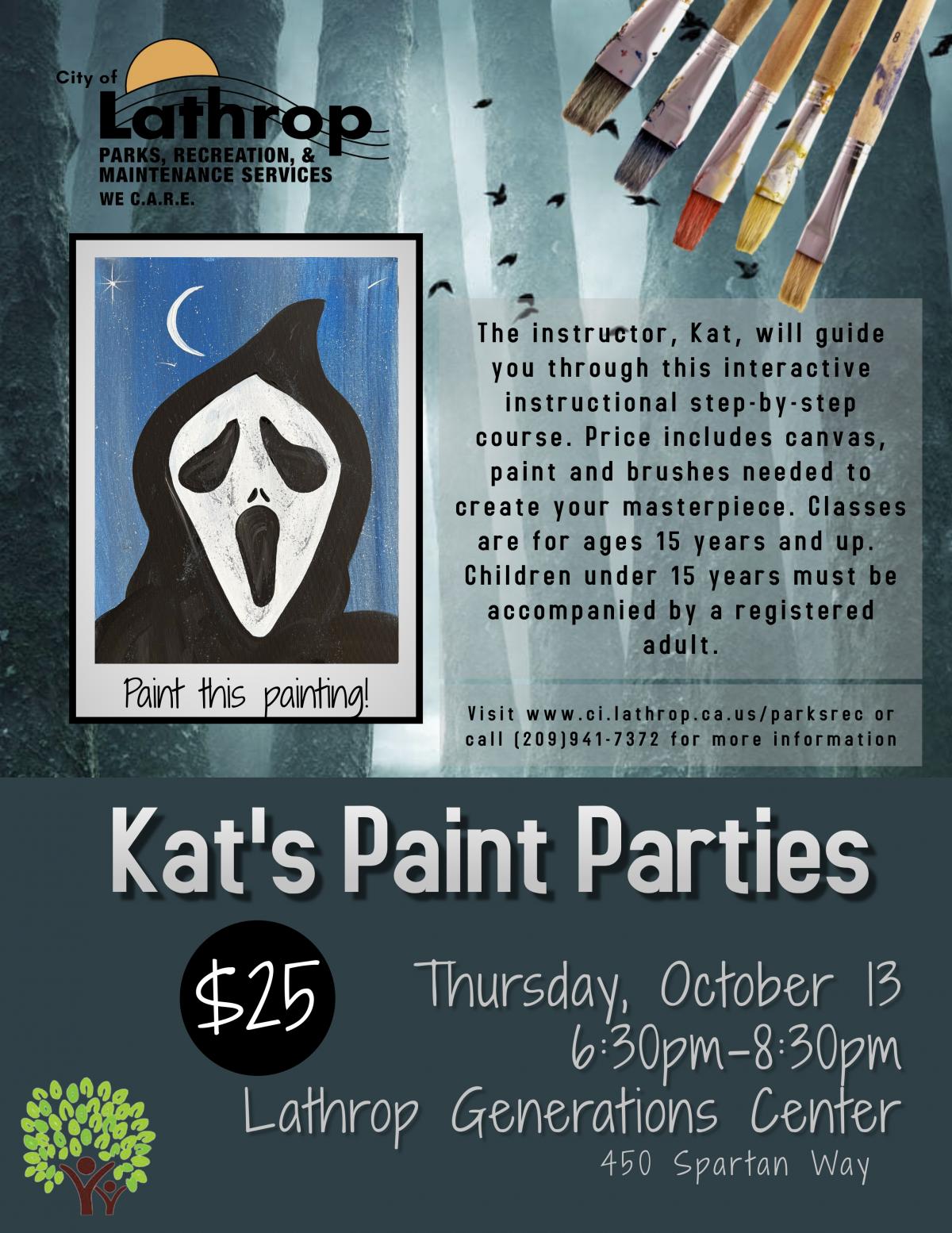 Kat's Paint Parties October Flyer - Ghostface