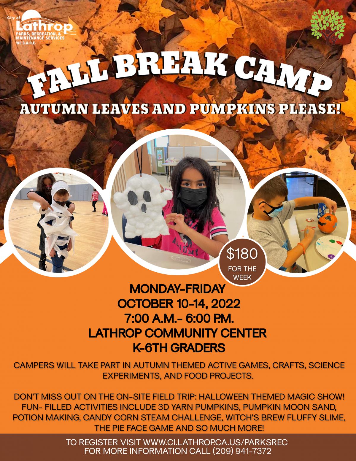 Fall Break Camp City of Lathrop CA