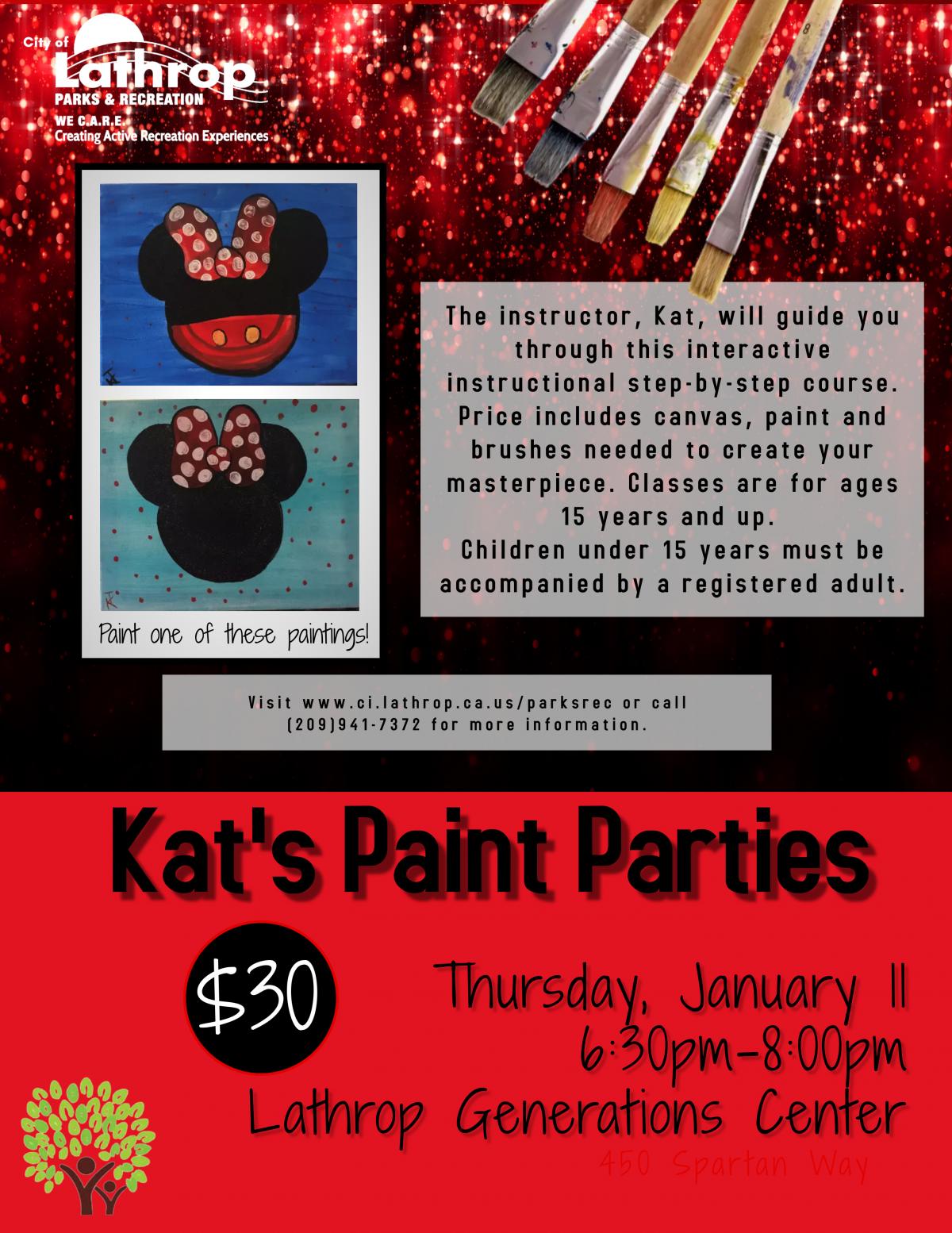 Paint Night | Thursday, January 11, 2024 | 6:30PM - 8:00PM | located at the Generations Center 450 Spartan Way | $30 