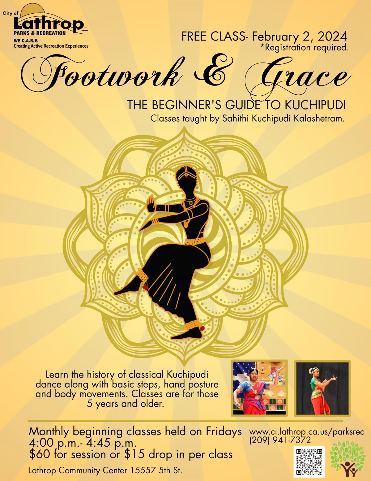Footwork & Grace | Beginner's guide to Kuchipudi | Fridays 4PM - 4:45PM | Located at the Community Center 15557 5th St | $60 