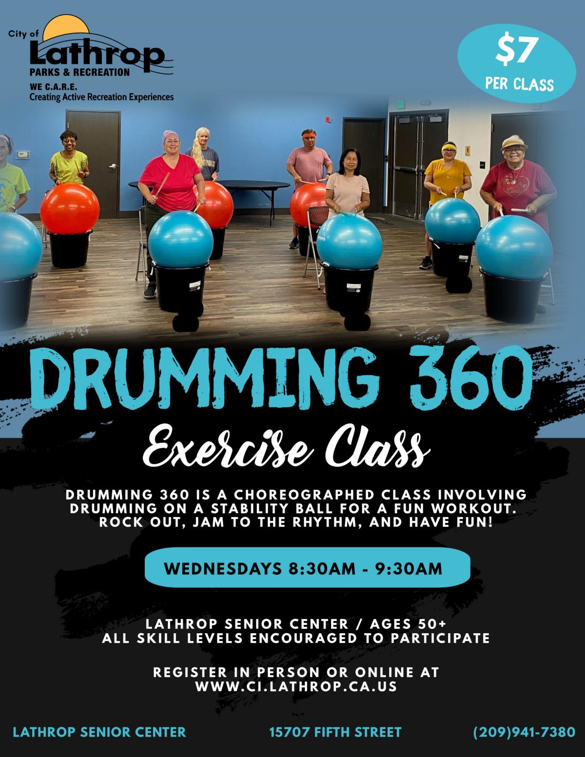 Drumming 360 Exercise Class | Wednesdays 8:30AM - 9:30AM |Senior Center 15707 Fifth Street | Ages 50+ | $7 Drumming 360 Exercise Class | Wednesdays 8:30AM - 9:30AM |Senior Center 15707 Fifth Street | Ages 50+ | $7