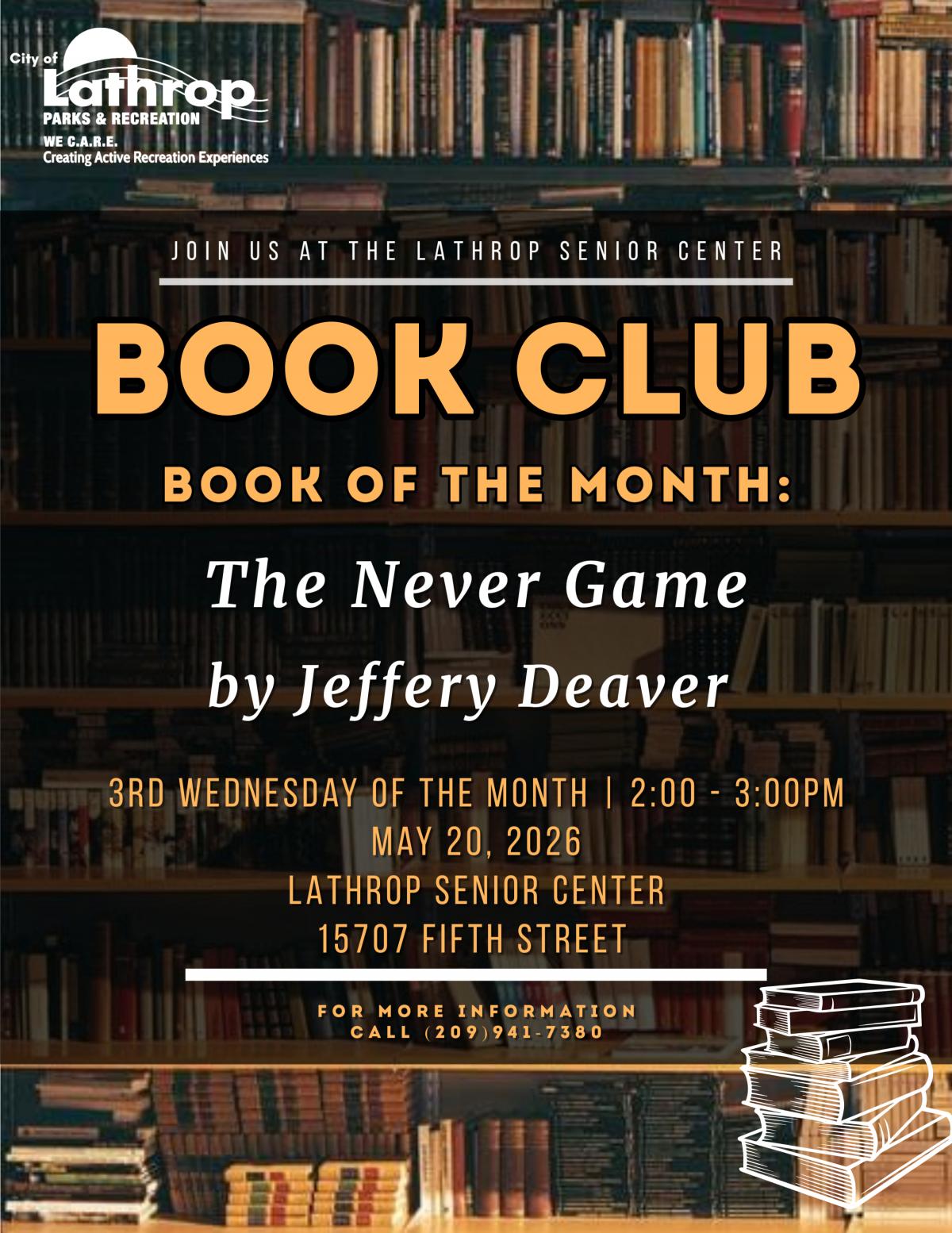 Book Club | 3rd Wednesday of the Month |2:00PM - 3:00PM | 15707 5th Street 