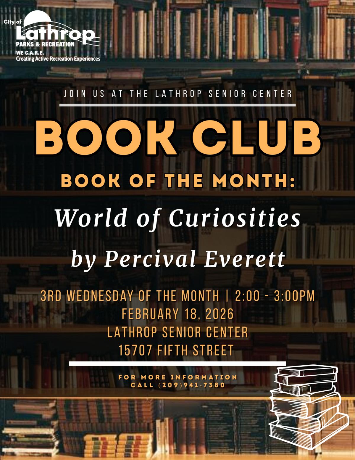 Book Club | 3rd Wednesday of the Month |2:00PM - 3:00PM | 15707 5th Street 
