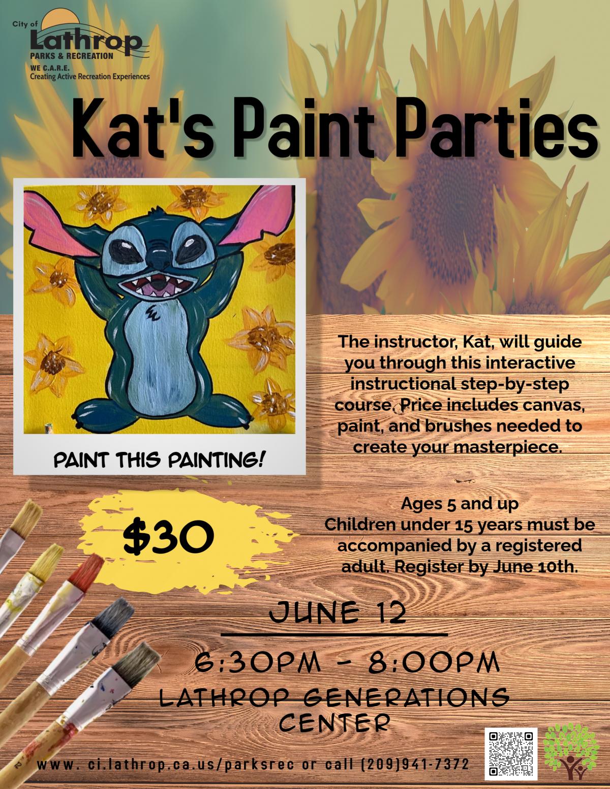 June Paint Party | Thursday June 12 | 6:30PM - 8:00PM | Generations Center 450 Spartan Way | $30 | Register Today!