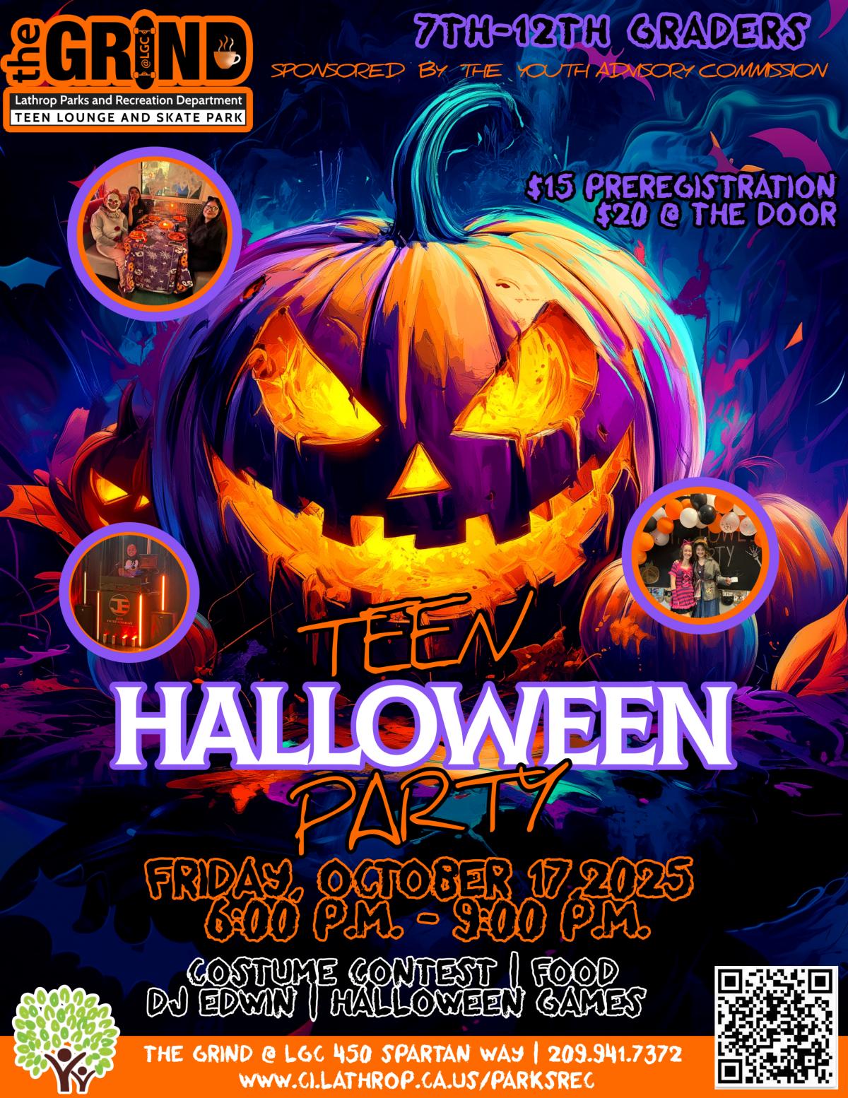 Teen Halloween Party | Friday, Oct. 17th | Generations Center 450 Spartan Way | 6PM - 9PM | $15 Pre-Reg | $20 at the Door