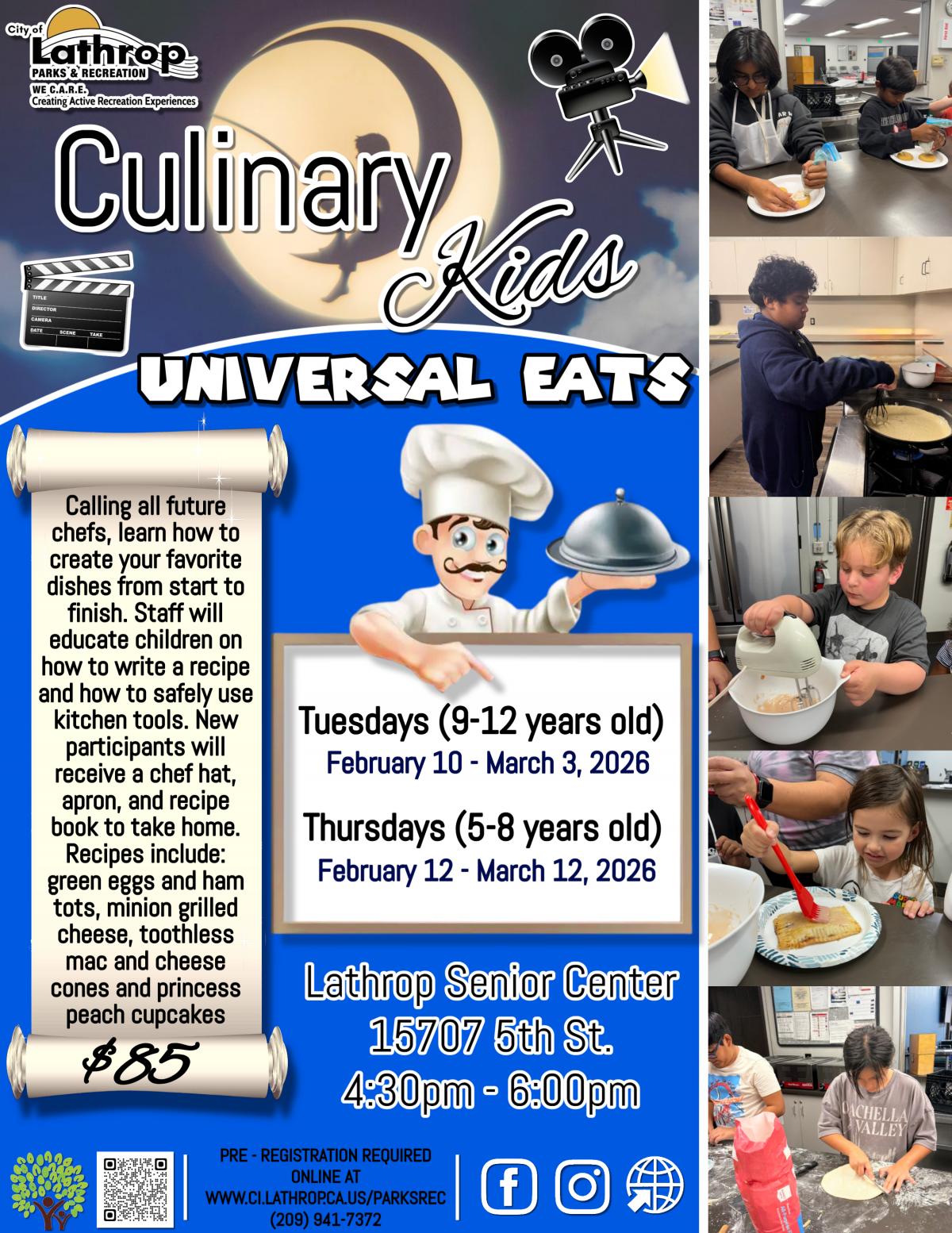 Culinary Kids Universal Eats | Tues &Thurs | Feb 10 - Mar 12 | 4:30pm - 6pm |15707 Fifth Street | $85 per child 
