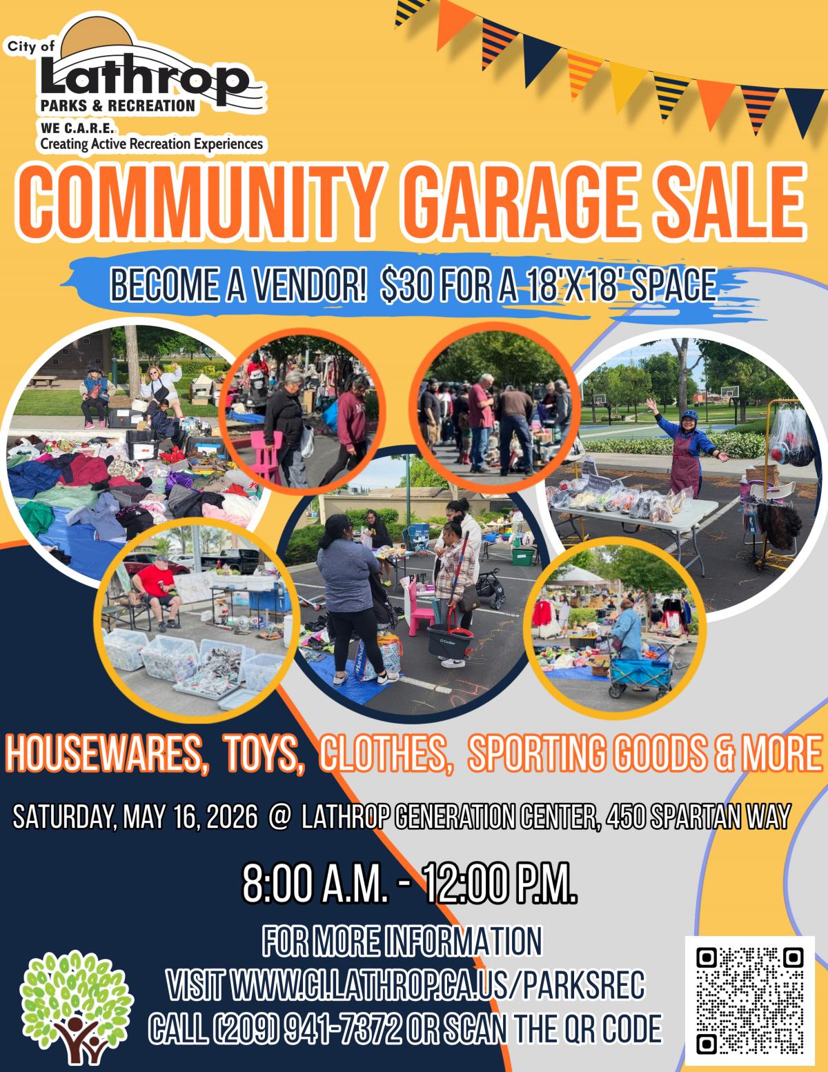 Community Garage | Sat. May 16th | 8AM - 12PM | Gen Center 450 Spartan Way | BECOME A VENDOR $30 18x18 SPACE
