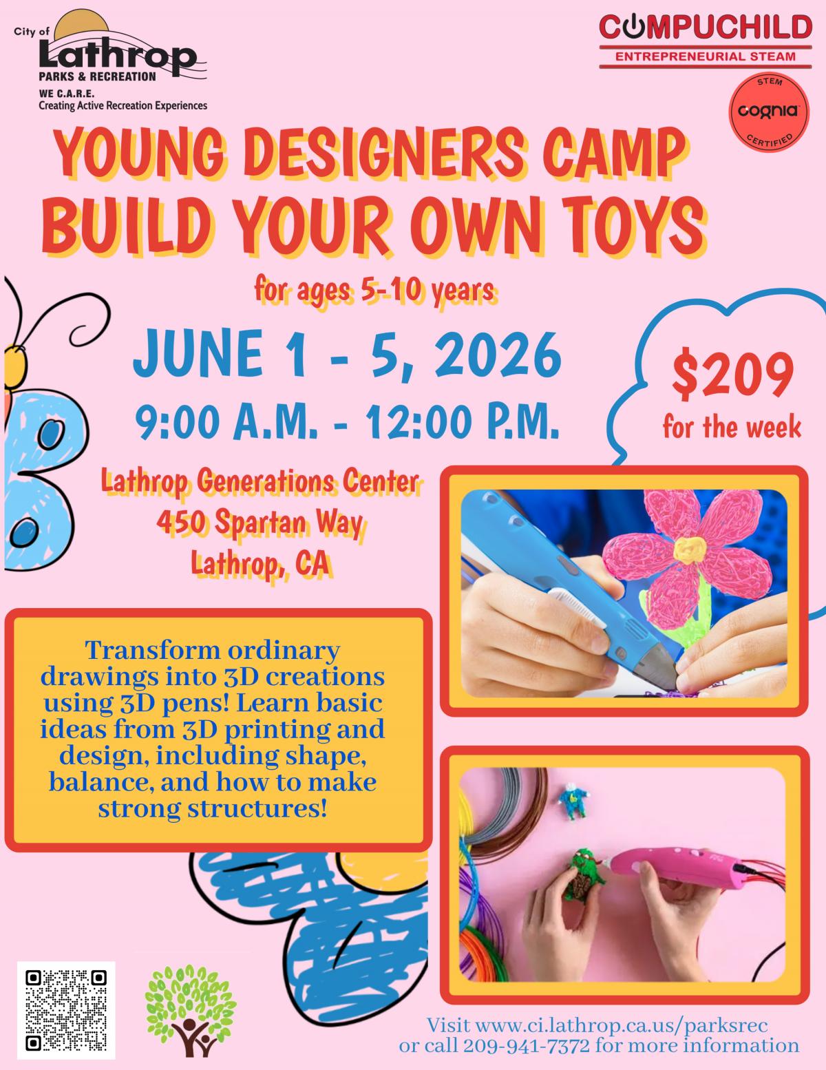 Young Designer Camp | June 1-5 | Gen Center 450 Spartan Way | 9AM - 12PM | $209 for the week