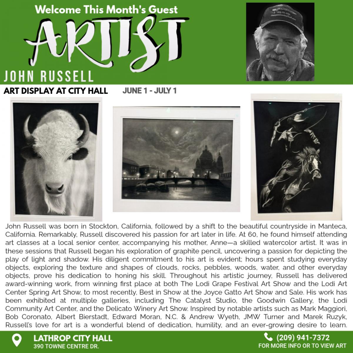 Artist of the Month | John Russell | June 1 - July 1, 2026 Artist of the Month | John Russell | June 1 - July 1, 2026