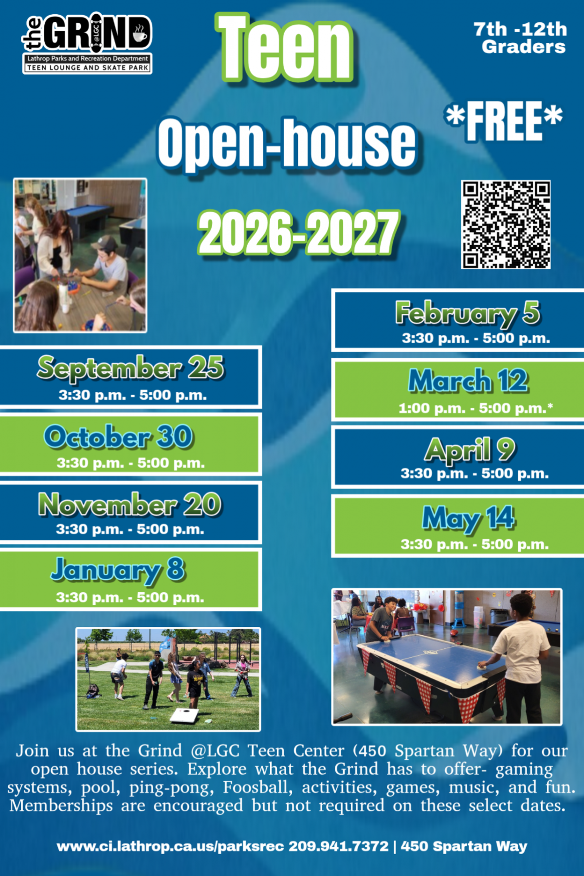 Teen | Open House | 2026-2027 | 7th - 12th grades |Gen Center 450 Spartan Way | Explore what the Grind has to offer | FREE EVENT! Teen | Open House | 2026-2027 | 7th - 12th grades |Gen Center 450 Spartan Way Explore what the Grind has to offer | FREE EVENT!
