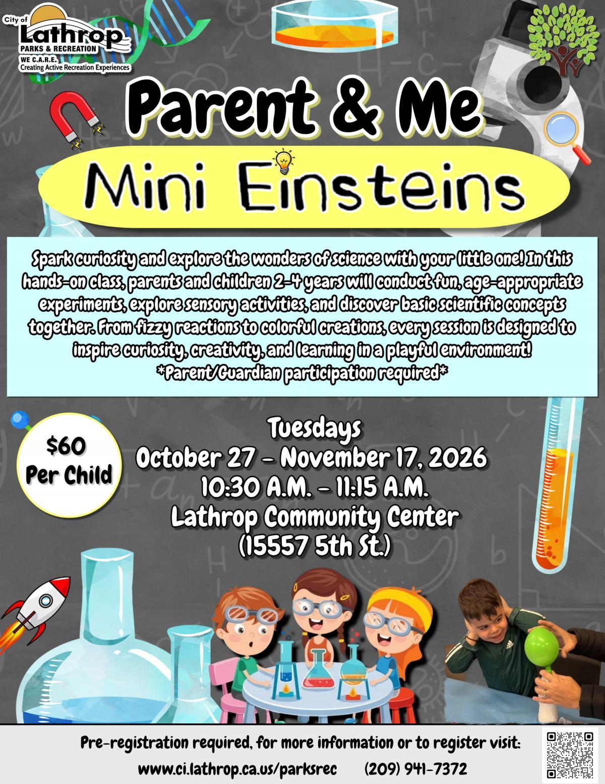 Parent & Me | Mini Einsteins | Tuesdays Oct 27 - Nov 17 | 10:30AM - 11:15AM | Community Center 15597 Fifth St. | $60 per child 