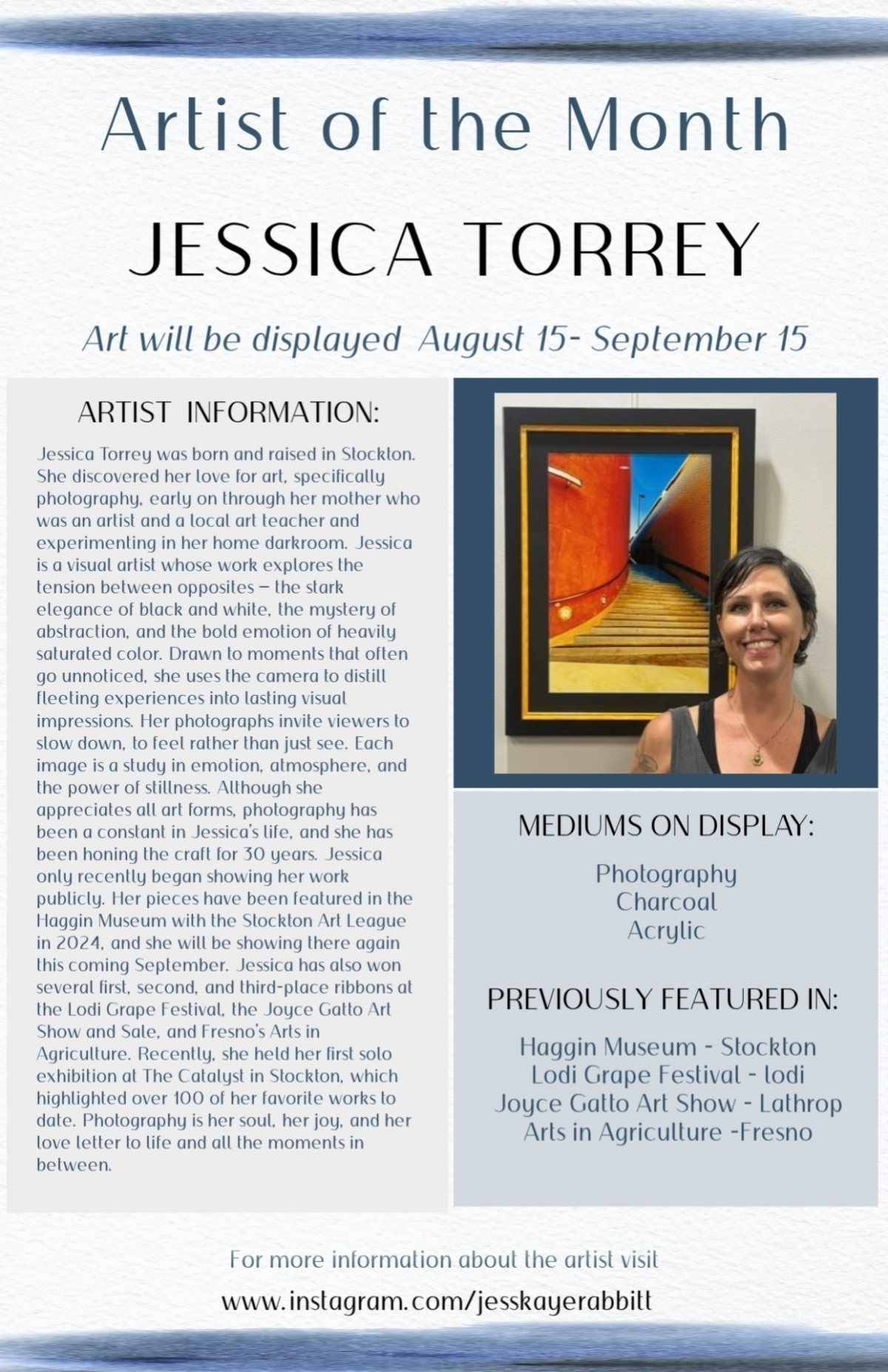 Artist of the Month | Jessica Torrey | Aug 15 - Sep 15 Artist of the Month | Jessica Torrey | Aug 15 - Sep 15