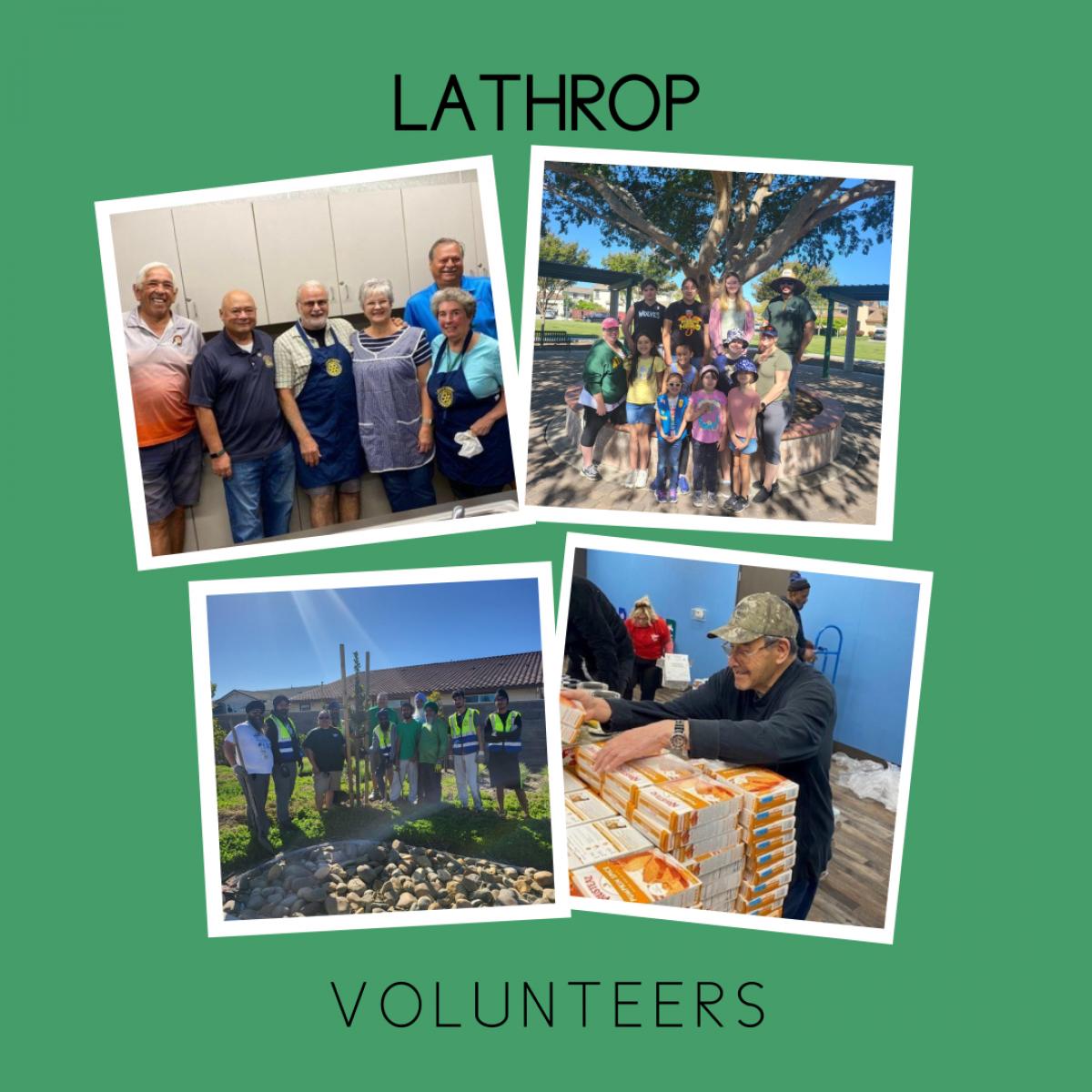 Photo collage with four different pictures featuring volunteer groups. 