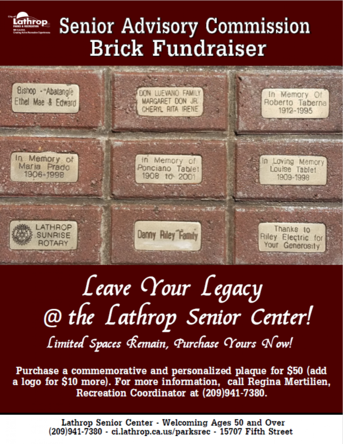 Senior Brick Fundraiser Flyer