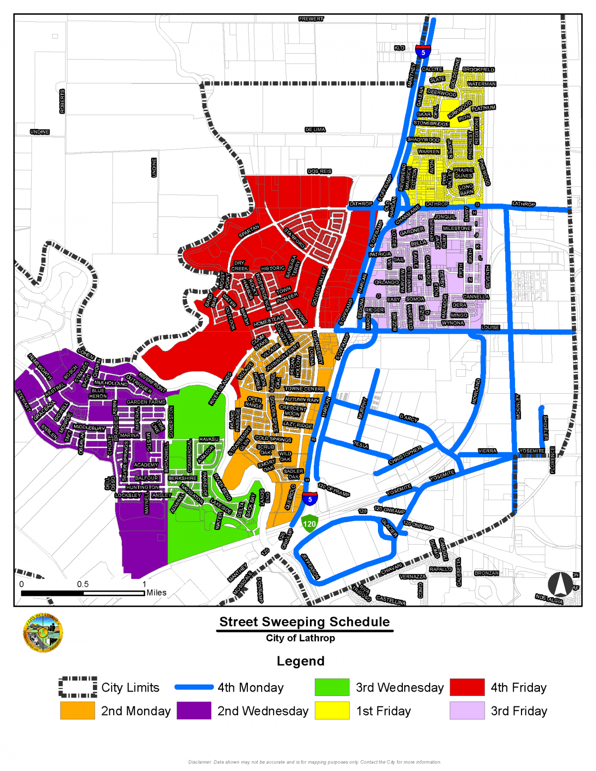 Street Sweeping Schedule City of Lathrop CA