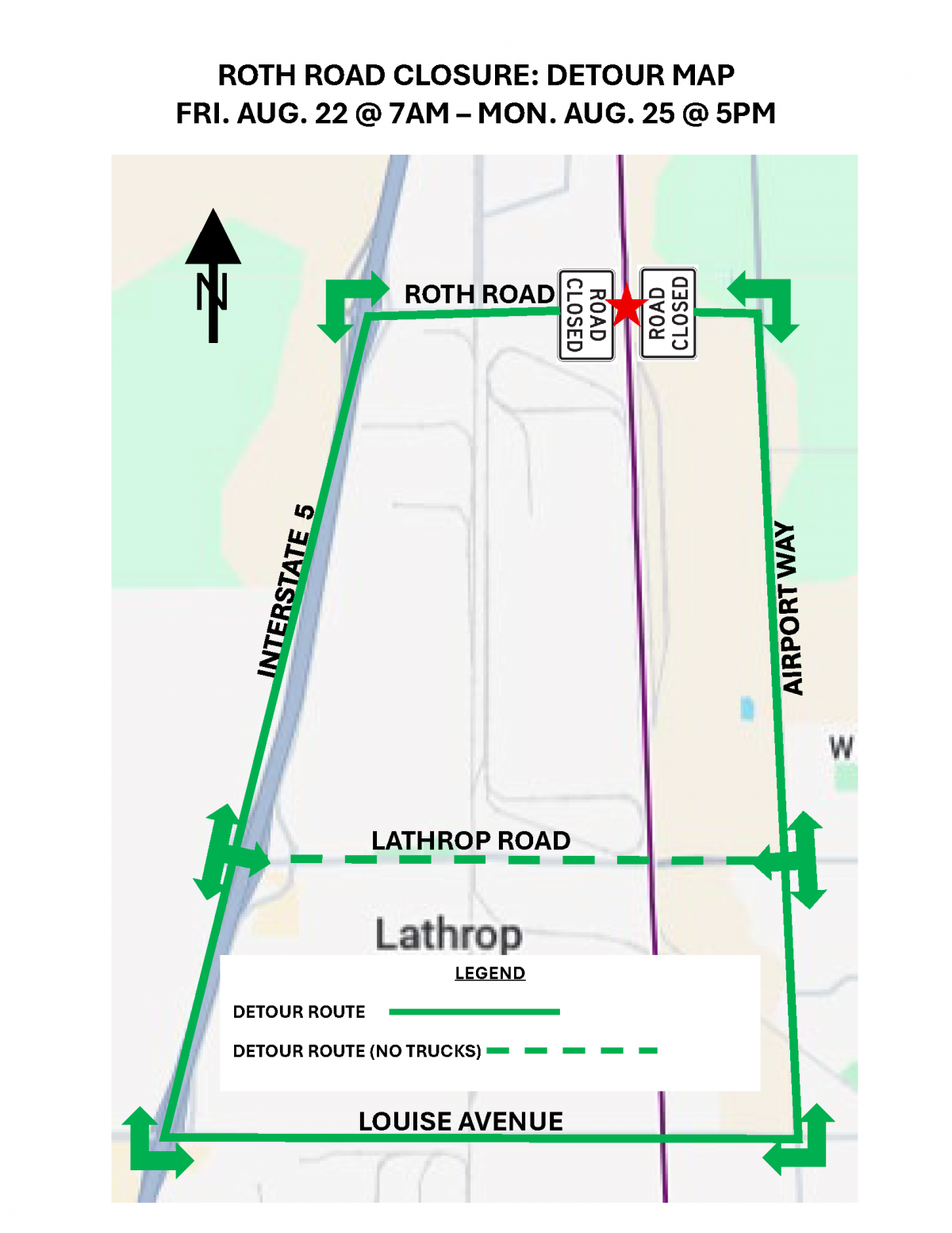 Road Road Detour Map to Louise Ave