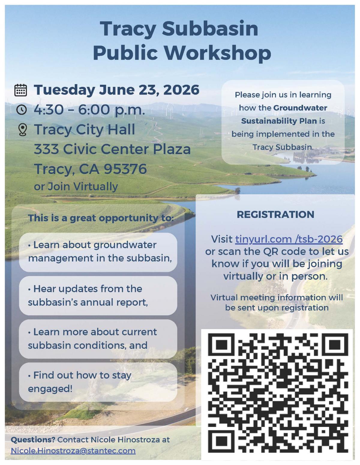 Tracy Subbasin Public Workshop 2026 Tracy Subbasin Public Workshop Flyer
