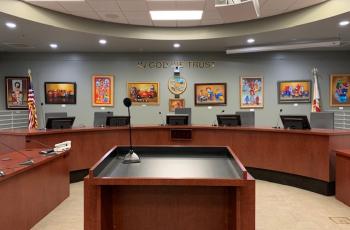 Picture of the City Hall Council Chamber with Art Display by Artist Eliseo Contreras Vazquez